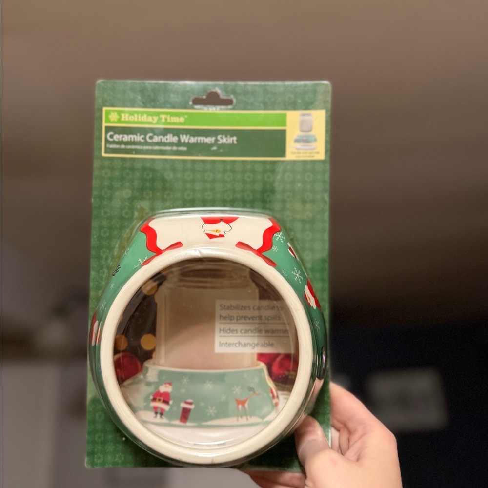 Vintage Holiday Time Festive Green and Red Candle Warmer Skirt